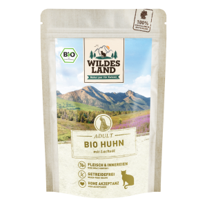 Wildes Land - Feline Adult Bio PUR Huhn mit Lachs&ouml;l Beutel