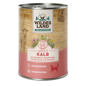 Wildes Land - Canine Adult Kalb mit Brokokoli und Karotten Dose