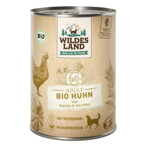 Wildes Land - Canine Adult Bio Huhn mit K&uuml;rbis und Zucchini Dose