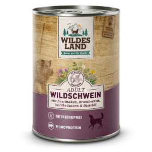 Wildes Land - Canine Adult Wildschwein mit Pastinake und Distel&ouml;l Dose