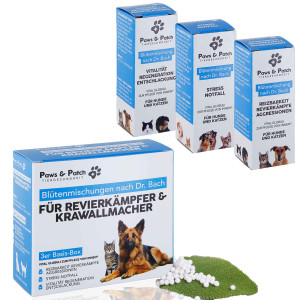 Dr. Bach Bl&uuml;tenmischung - 3er Set f&uuml;r Revierk&auml;mpfer und Krawallmacher Hund und Katze