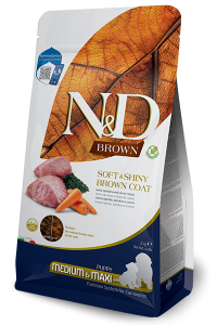Farmina - N&D Brown Puppy Medium/Maxi  Lamm, Spirulina & Karotte