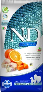 Farmina - N&D Ocean Canine Adult Medium/Maxi Kabeljau, K&uuml;rbis & Orange